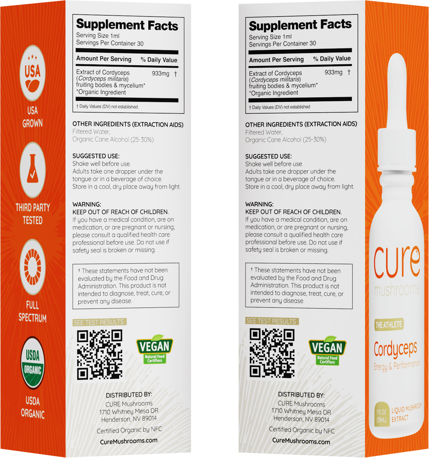 Cure Mushrooms Cordyceps mushroom tincture supplement facts