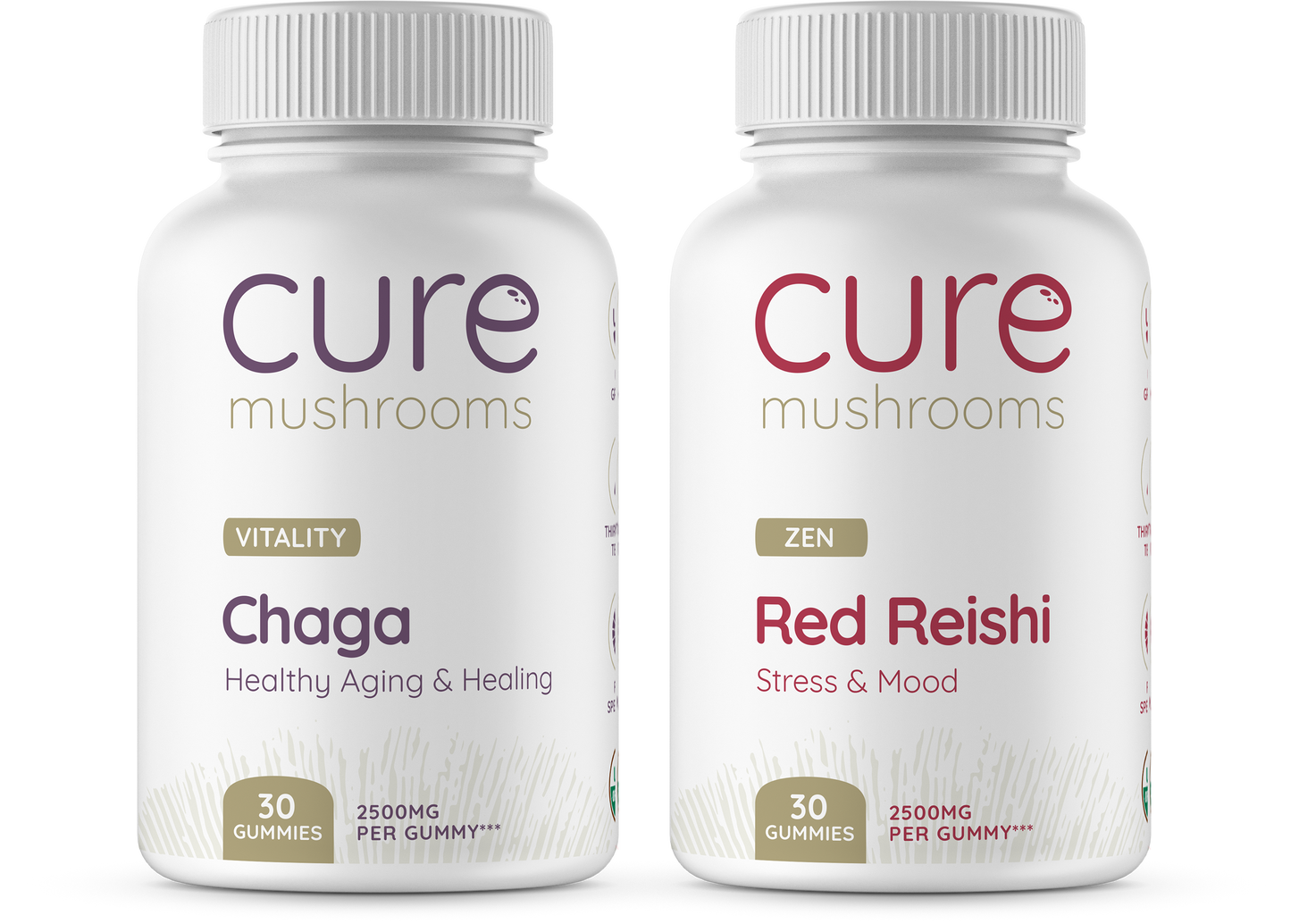 Cure Mushrooms the Beauty pack chaga and red reishi mushroom gummies