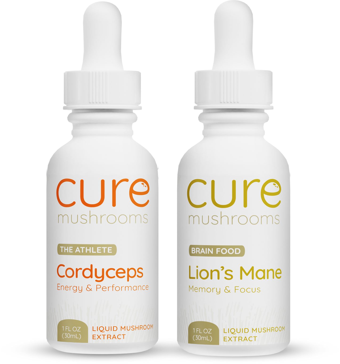 Performance pack of cordyceps and lion's mane mushroom tinctures