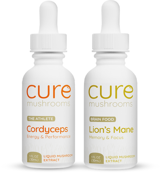 Performance pack of cordyceps and lion's mane mushroom tinctures