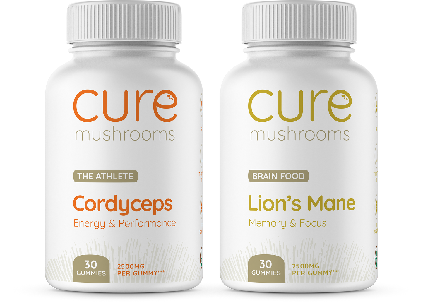 Cure Mushrooms cordyceps and lion's mane mushroom gummies pack