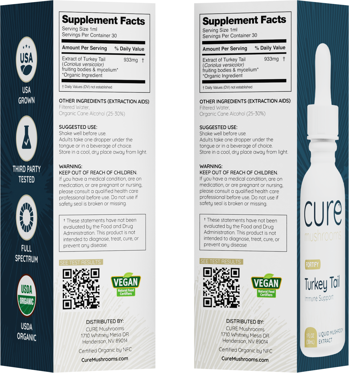 Cure Mushrooms Turkey Tail mushroom tincture supplement facts