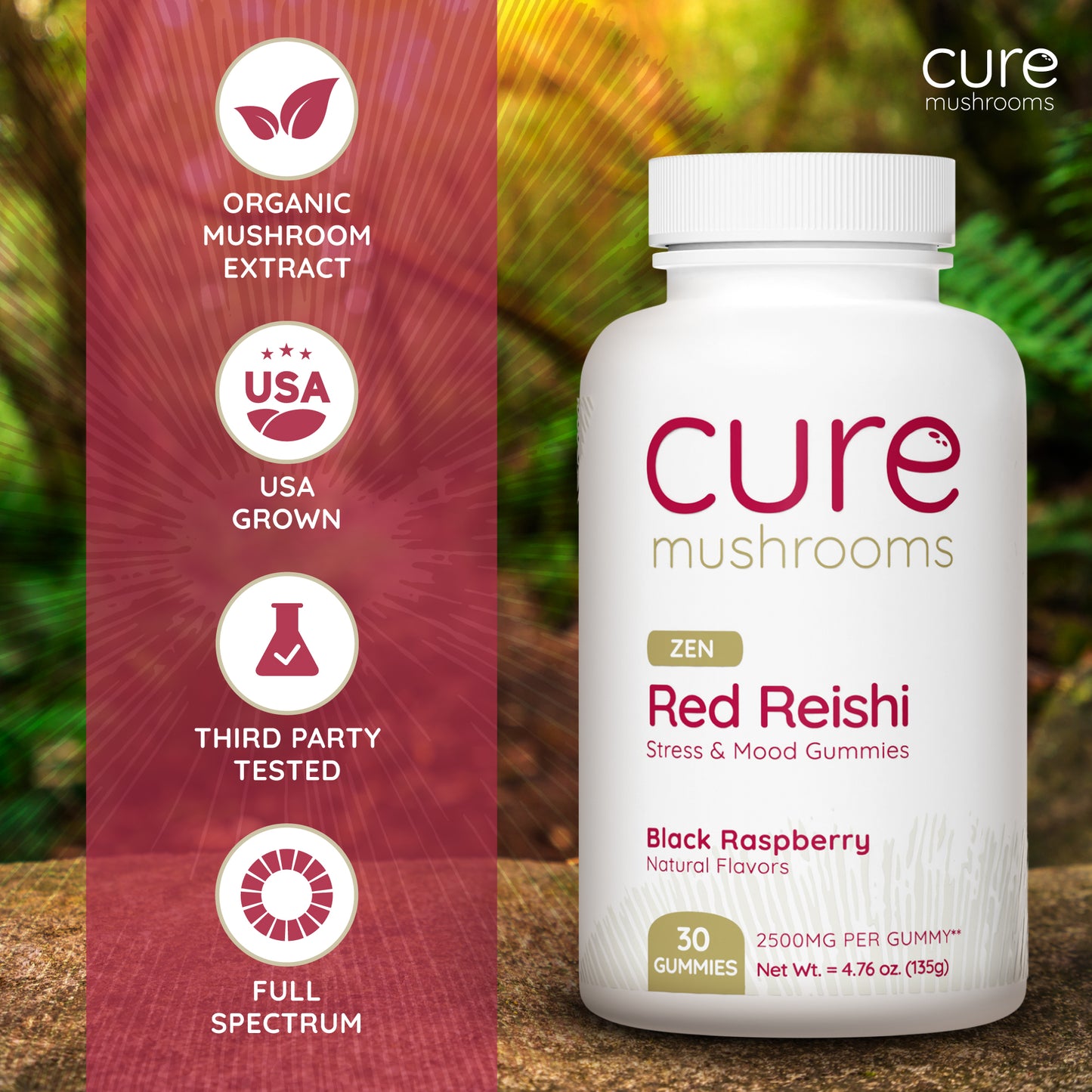 cure mushrooms red reishi mushroom gummies