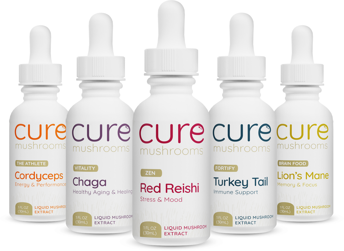 Cure mushrooms full set pack of mushroom tinctures