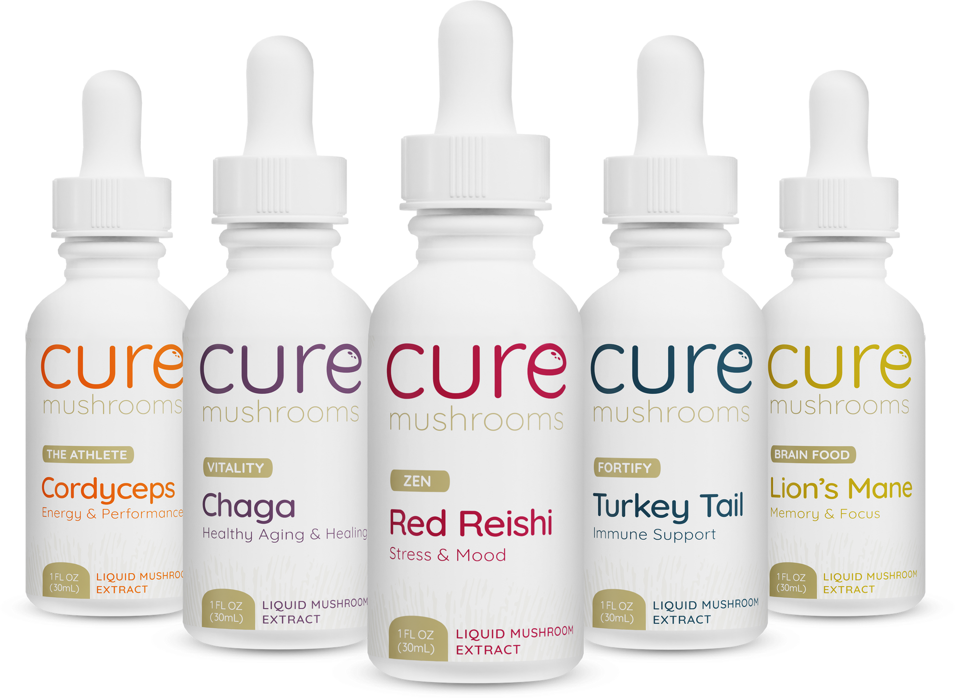 Cure mushrooms full set pack of mushroom tinctures